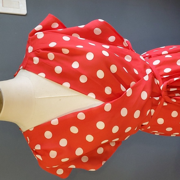 Monteau women's red faux wrapped dress size L - Picture 3 of 13